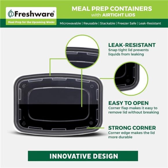 Meal Prep Containers 50 Pack Food Storage Bento Box BPA Free Microwave Safe - Picture 5 of 7